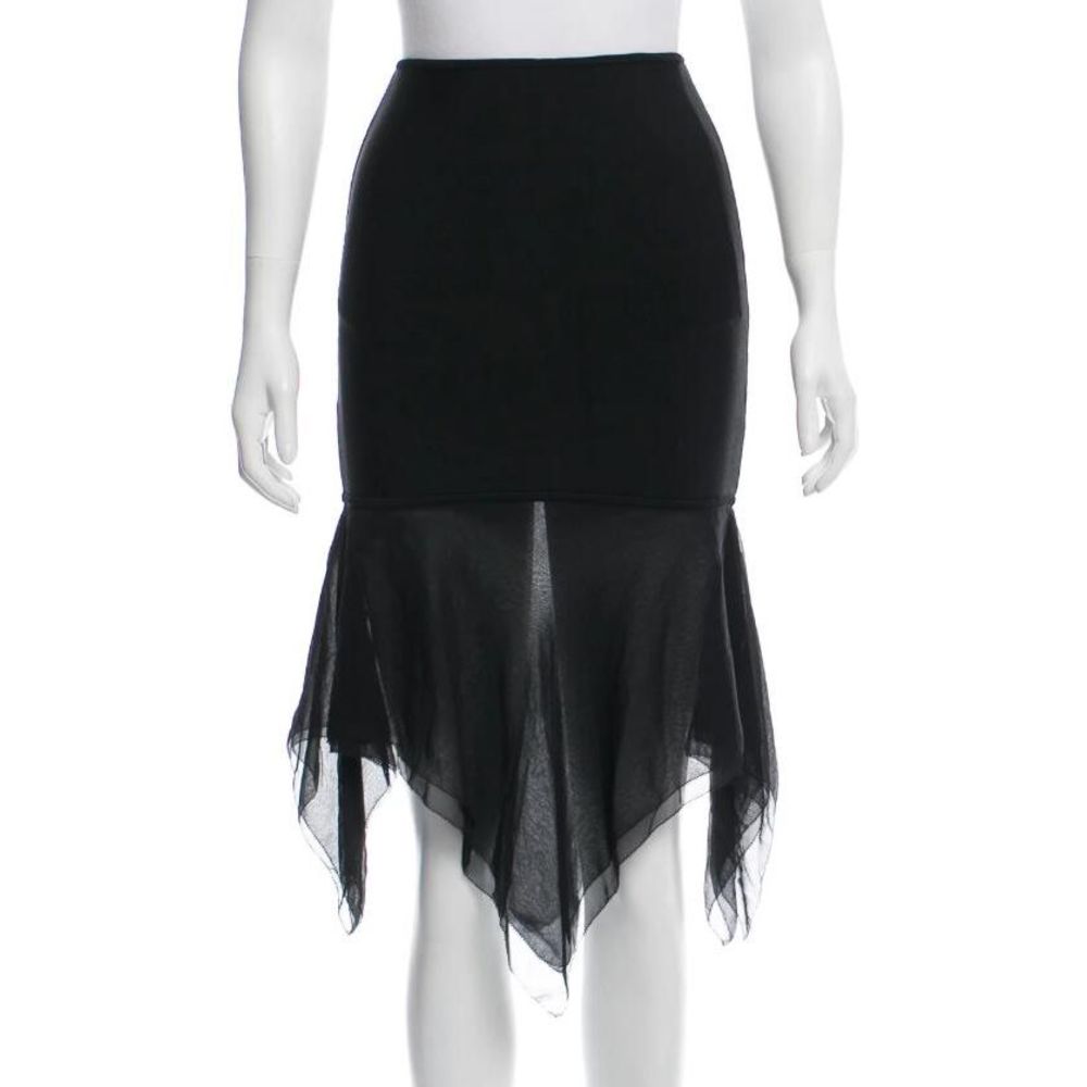 HERVE LEGER Asymmetrical Knee-Length Skirt, Size S